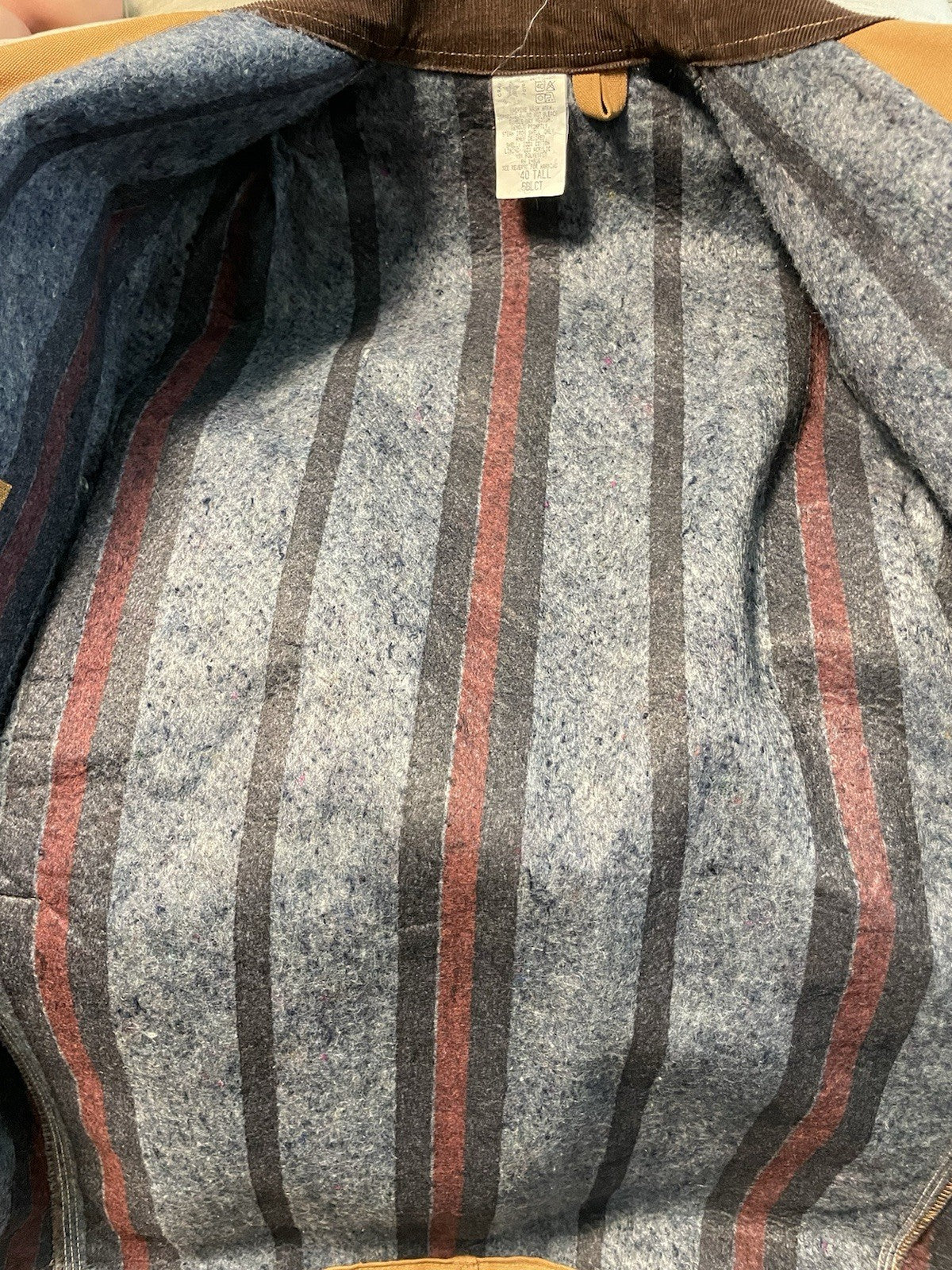 EUC Vintage Carhartt Mens Canvas Blanket Lined Chore Jacket 6BLCT 40 Tall USA