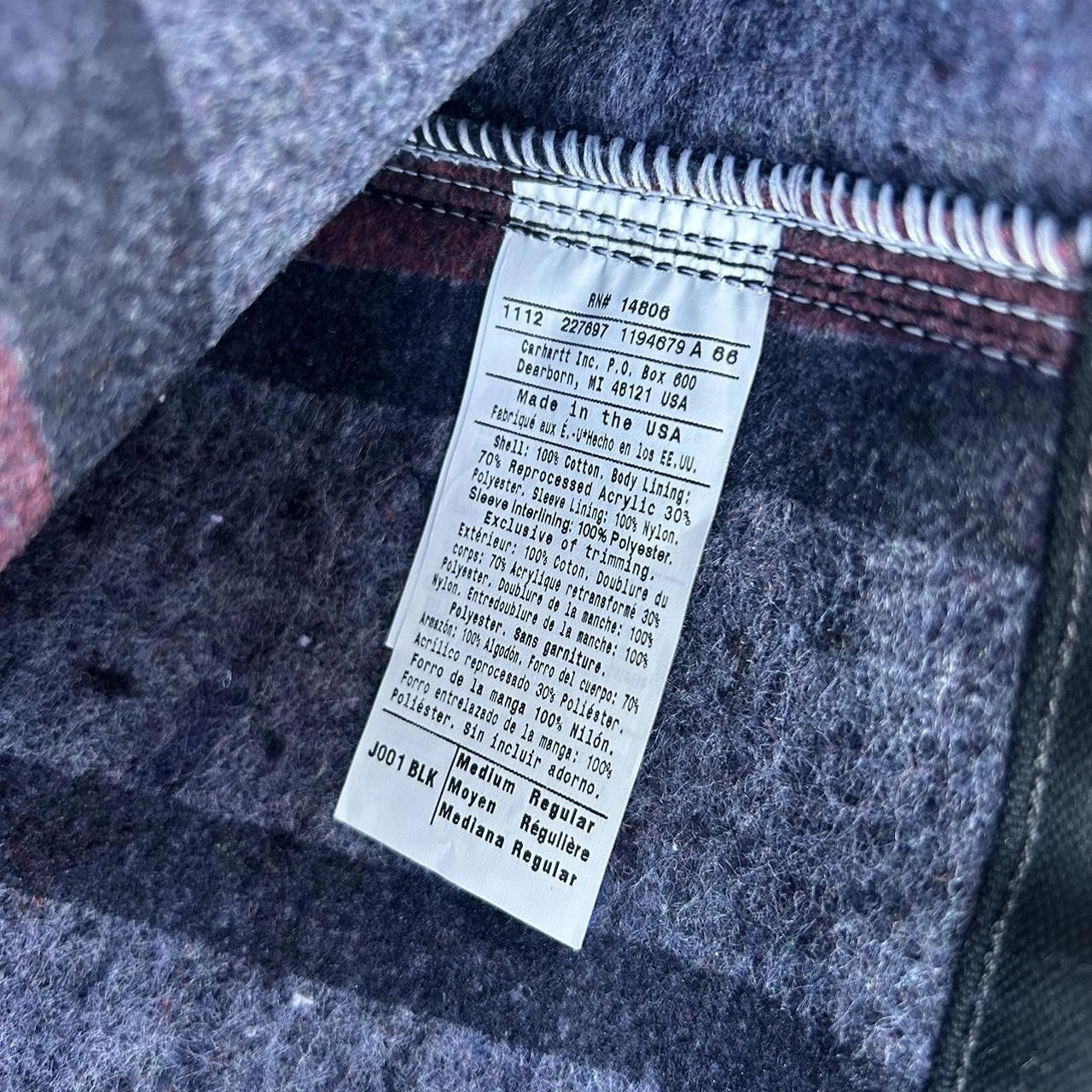 NWT Vintage Carhartt Detroit Jacket Black Size Medium Made in USA J001 BLK Union