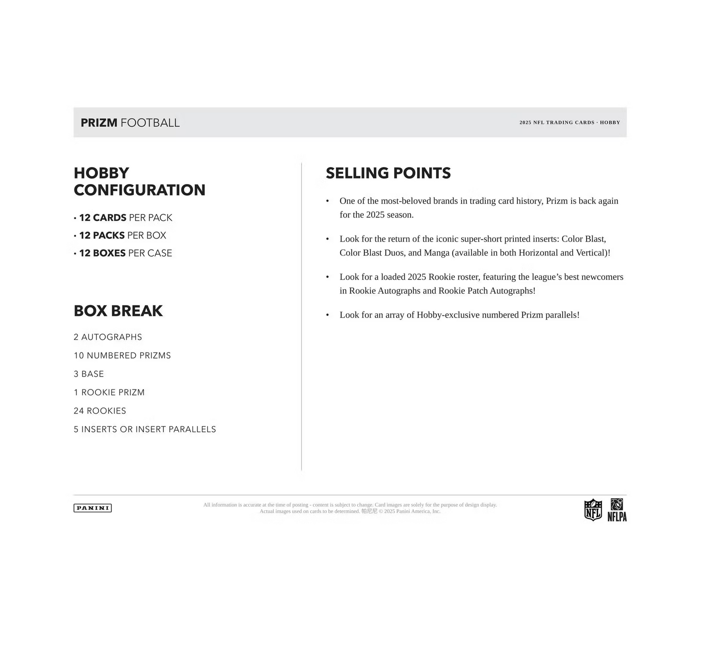 2025 Panini Prizm Football Hobby Box