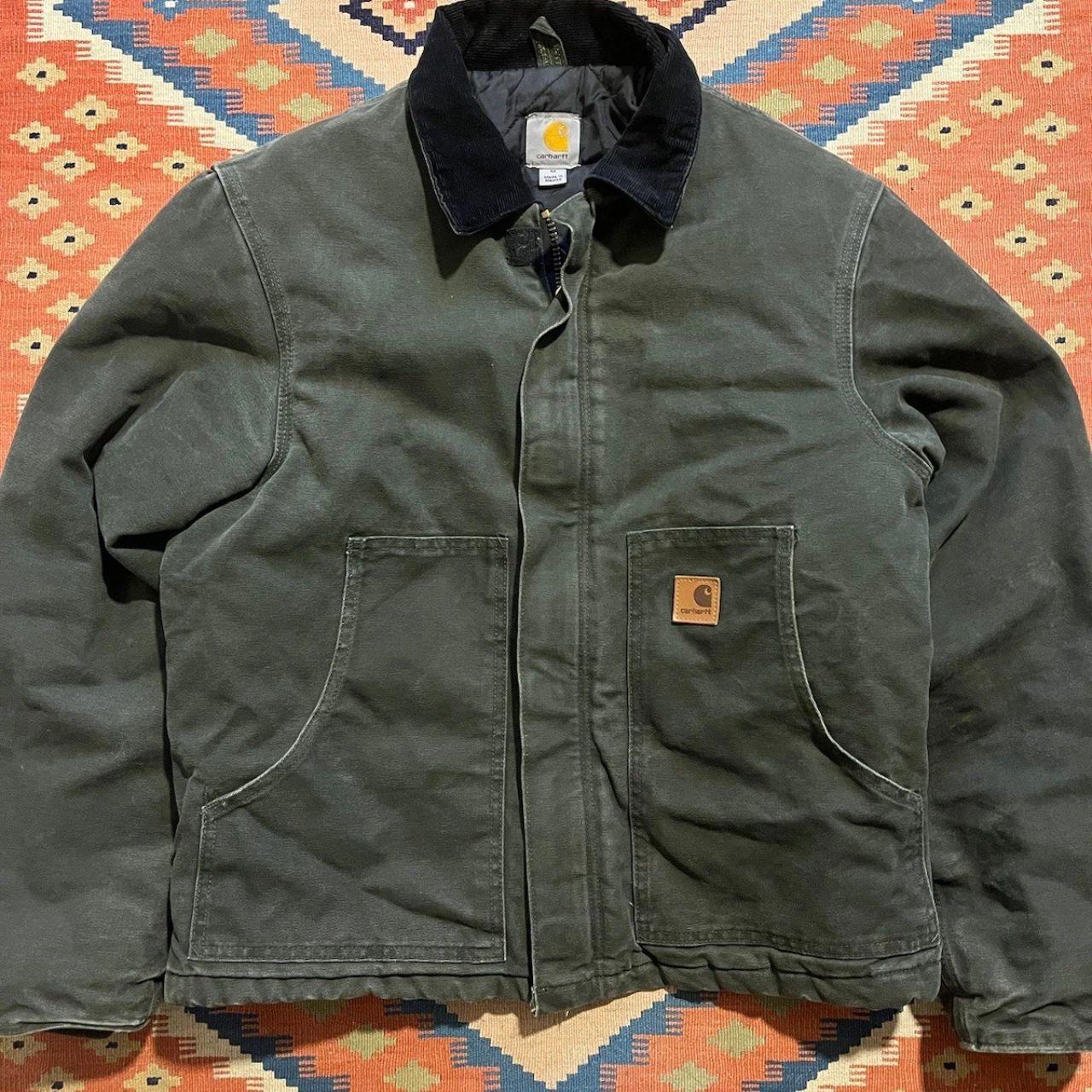 Vintage Carhartt Jacket Medium Faded Moss Green Arctic Detroit Chore J22 MOS