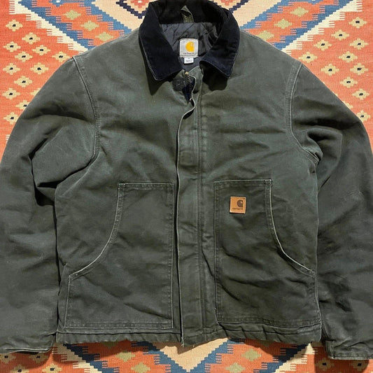 Vintage Carhartt Jacket Medium Faded Moss Green Arctic Detroit Chore J22 MOS