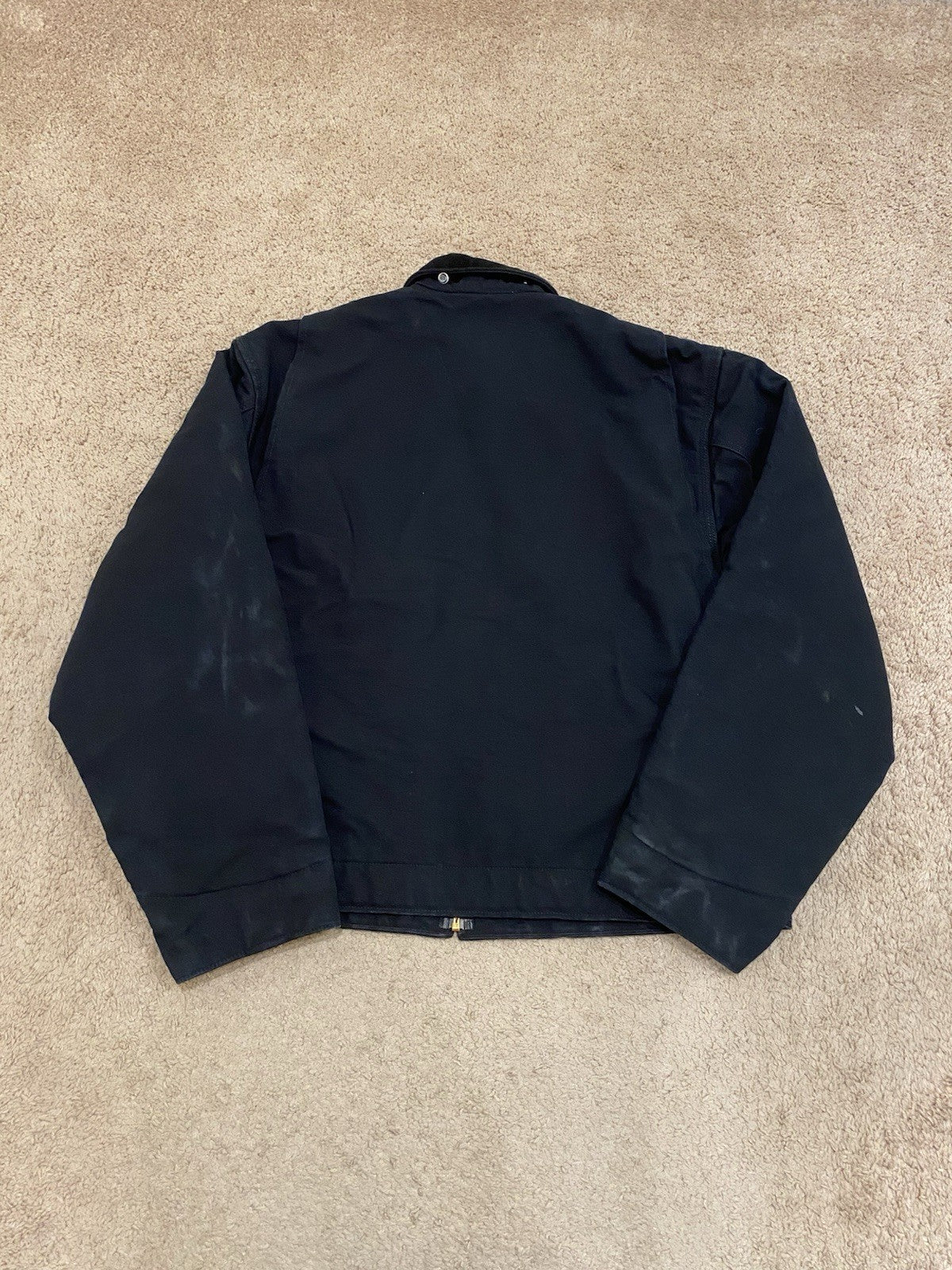 Vintage Carhartt Black Detroit Blanket Lined Jacket Size Large USA J001 BLK