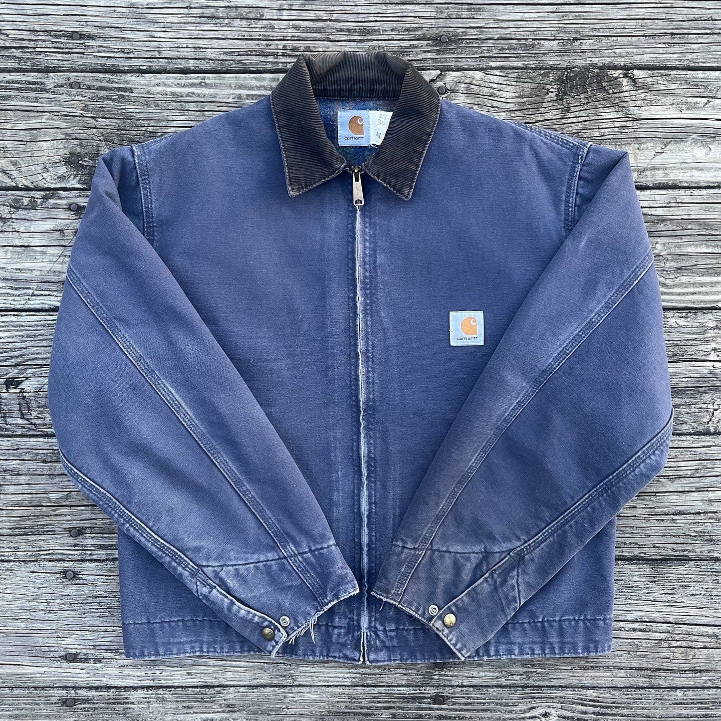 vintage 90’s carhartt j60 ptl aztec lined detroit jacket in petrol size large