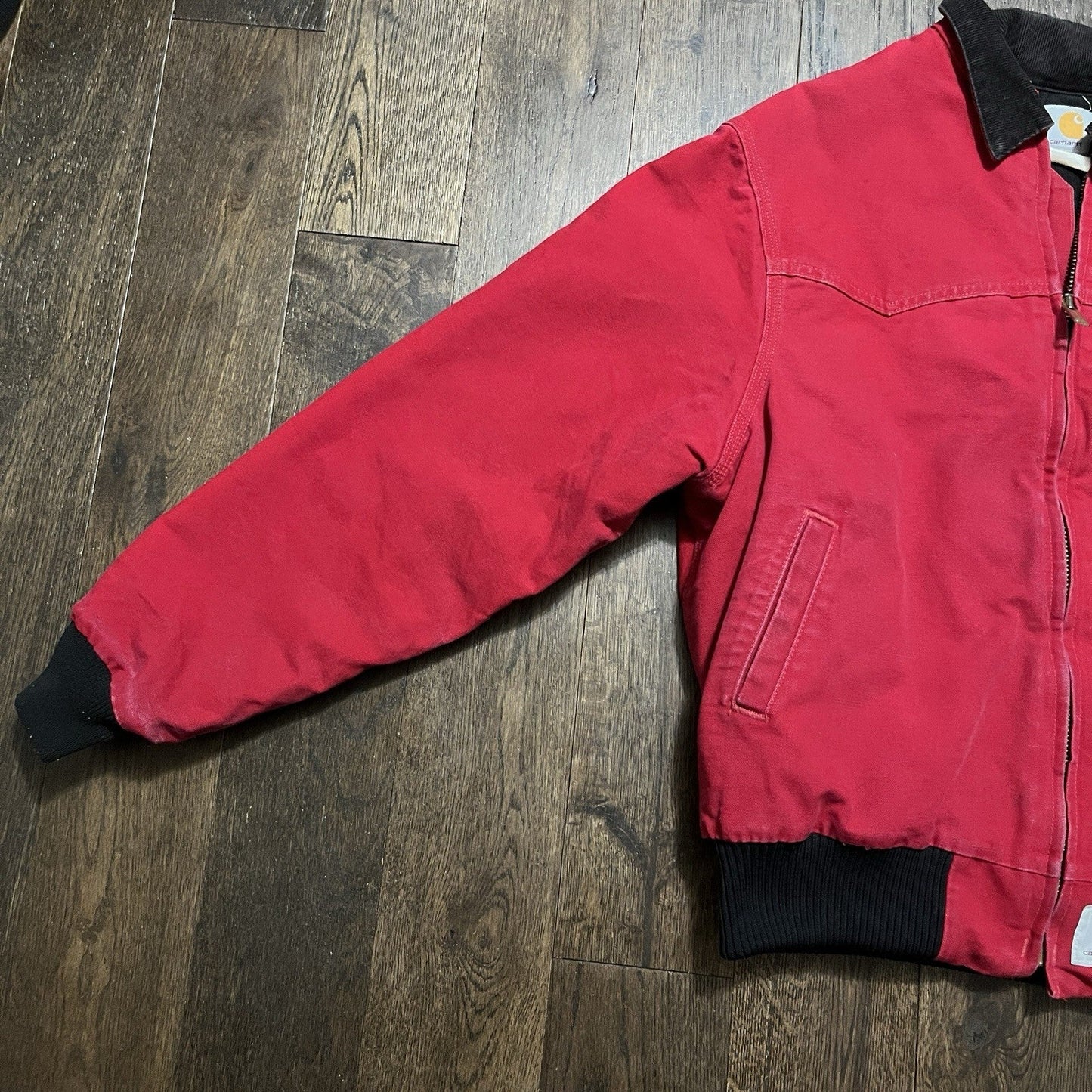 Vintage Red Santa Fe Carhartt Jacket Quilted Lined Barn Coat Size Large Rare