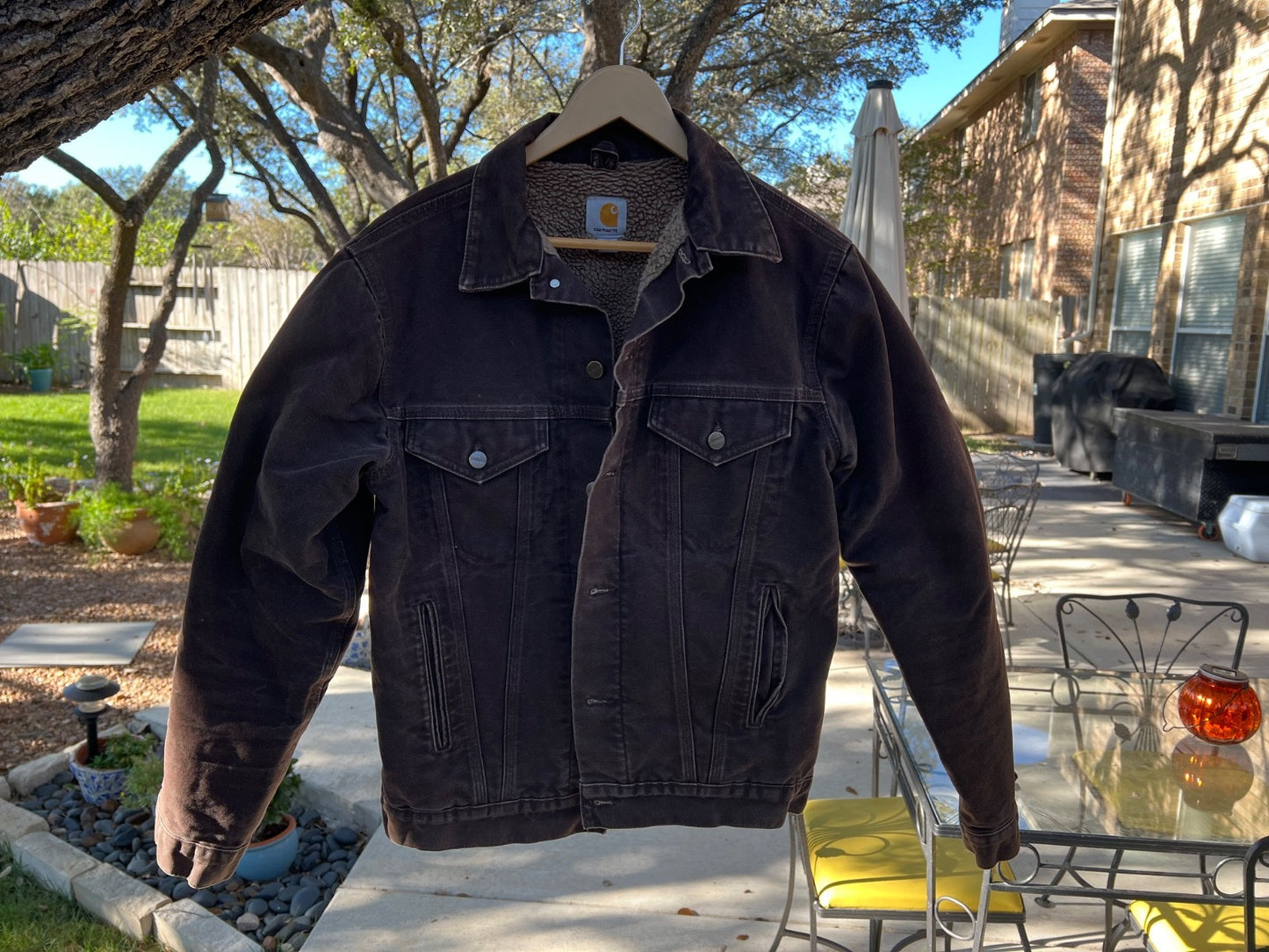 Carhartt Men's J233 DKB Dark Brown Sherpa Lined Trucker Jacket Size Medium