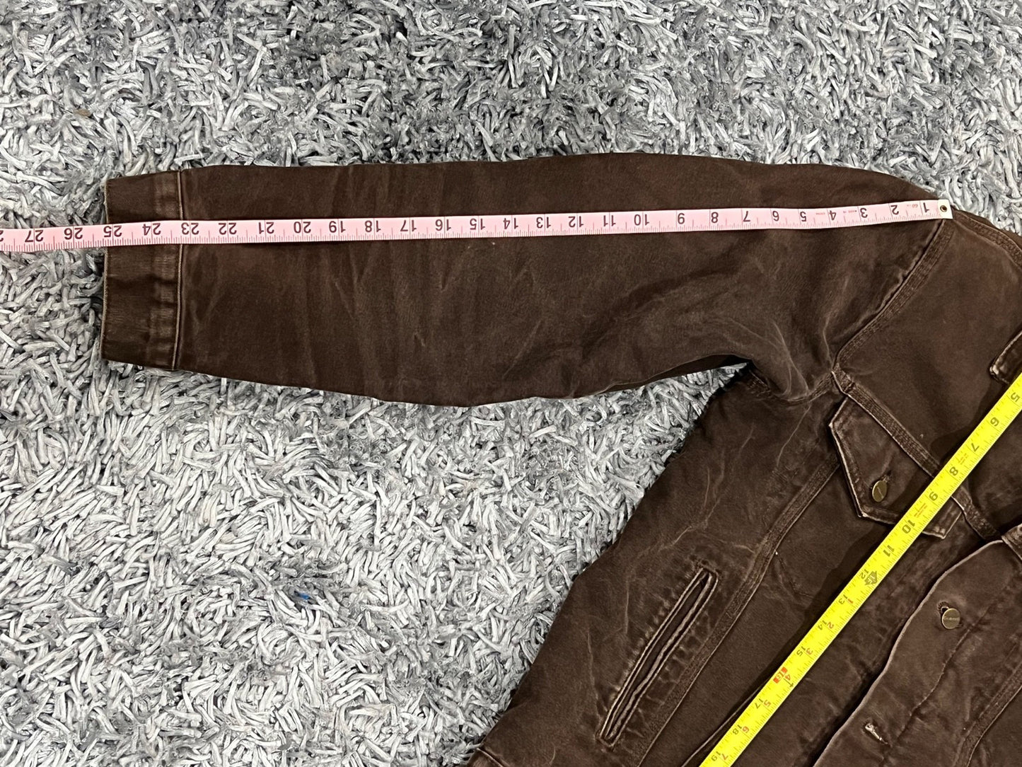 Carhartt Men's J233 DKB Dark Brown Sherpa Lined Trucker Jacket Size Medium