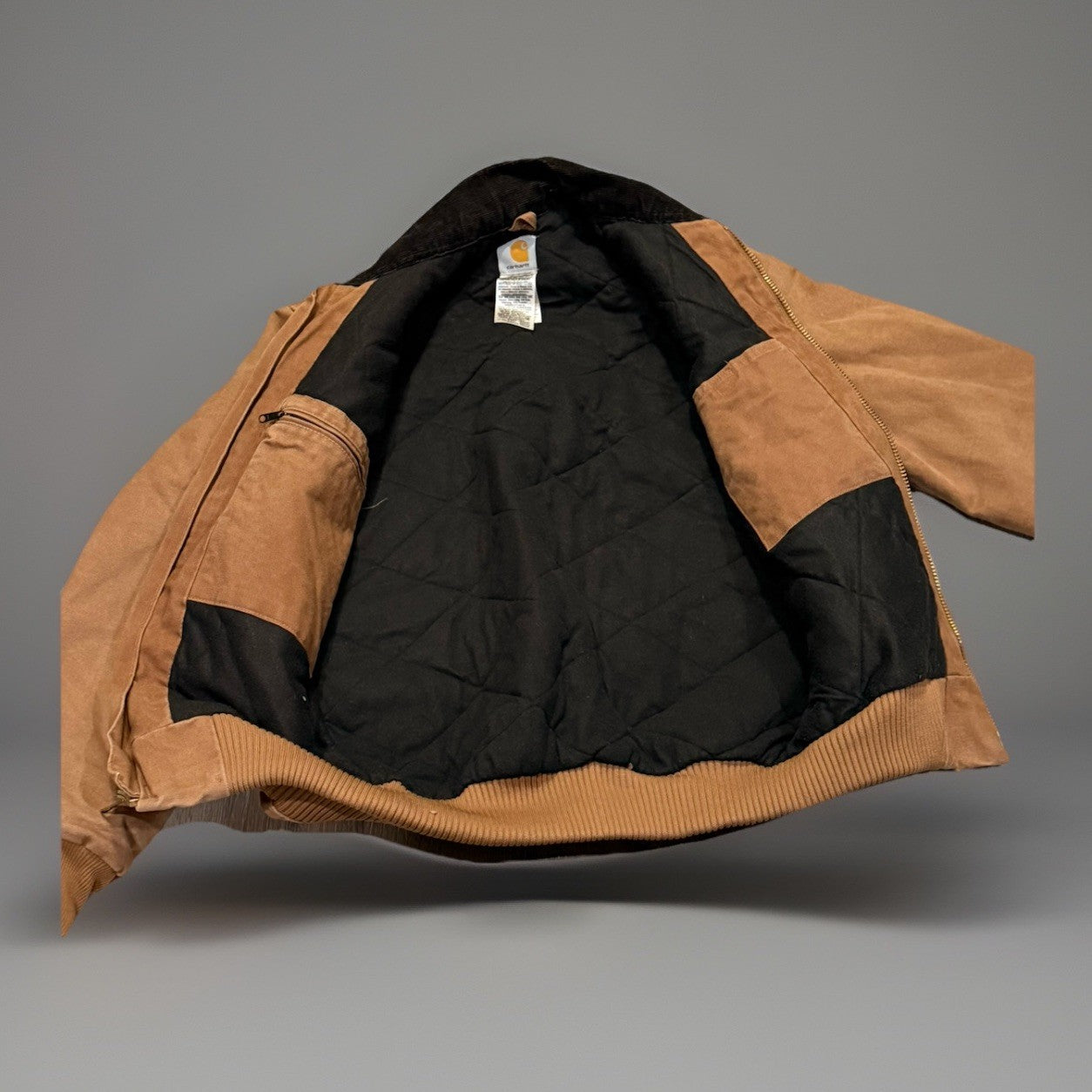 Vintage 90s Small Carhartt Quilted Lined Canvas Collar Jacket J14 BRN Santa Fe