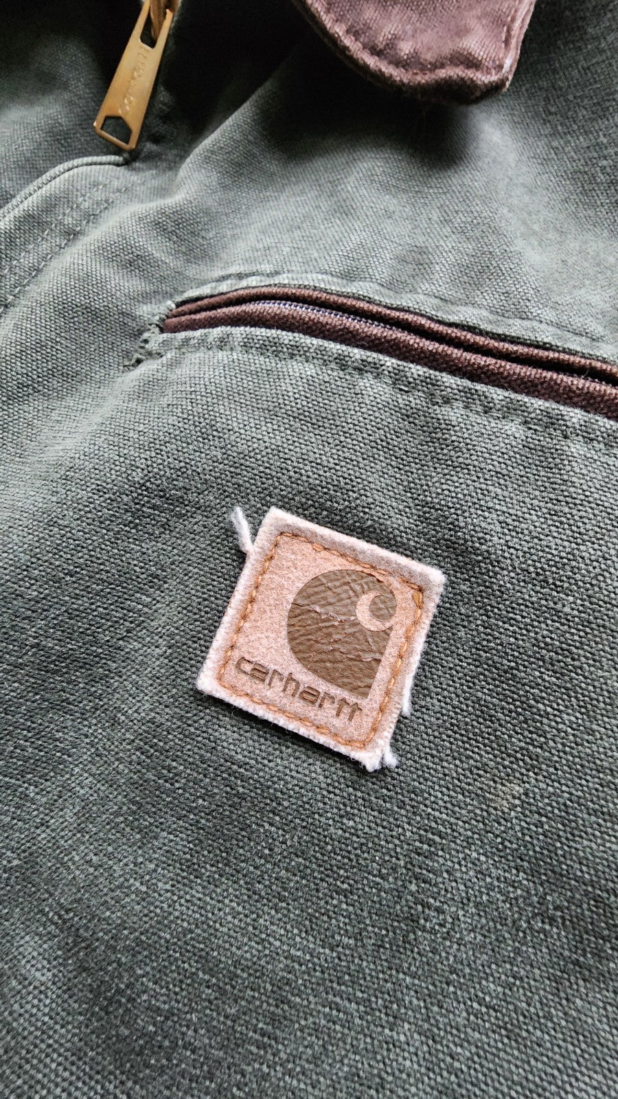 Carhartt Detroit Jacket Blanket Lined Mens Large J97 MOS Moss Green Faded