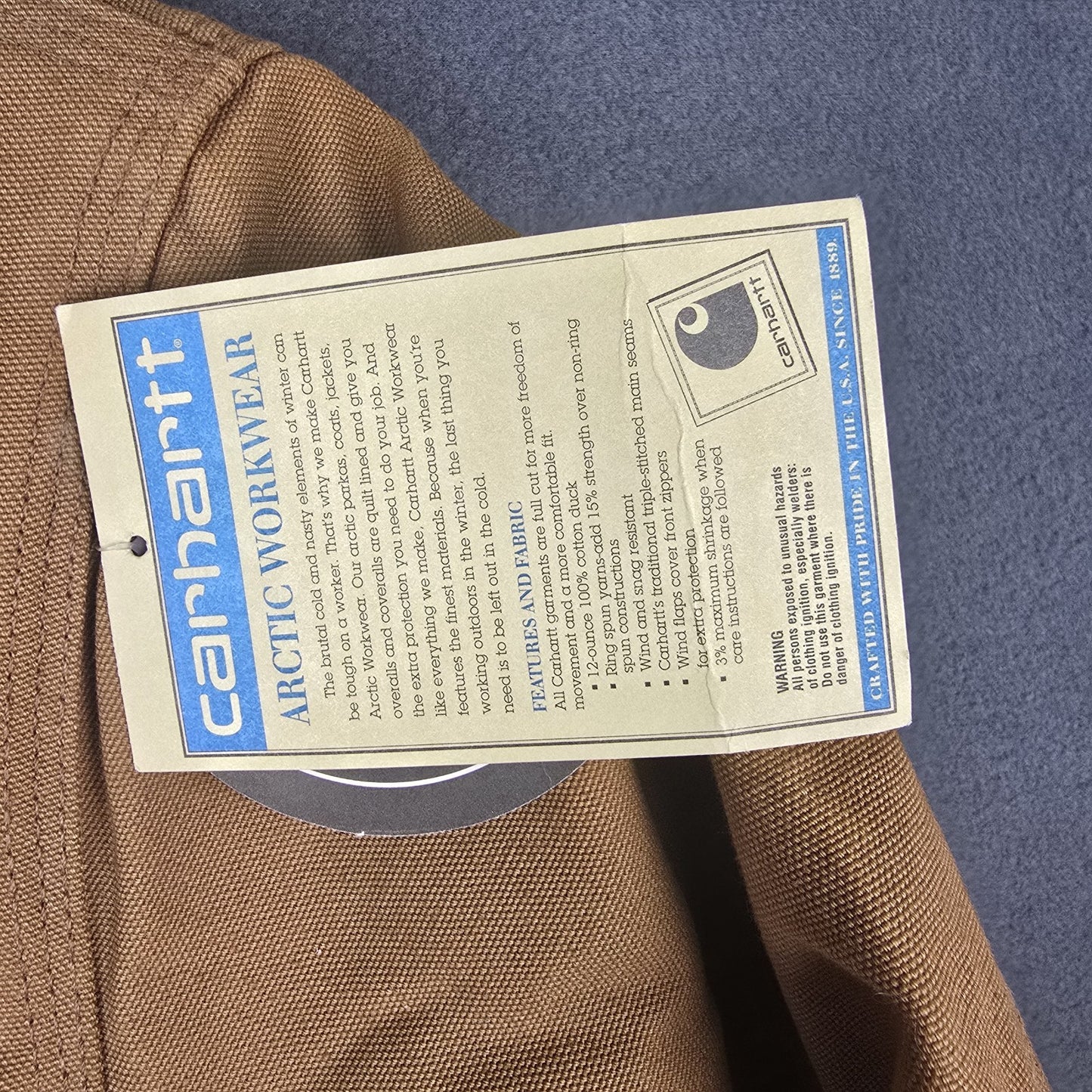 Vintage Carhartt Arctic J02 Jacket Quilt Lined Mens Small 36  Brown Deadstock