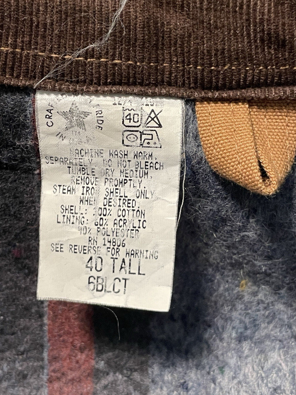 EUC Vintage Carhartt Mens Canvas Blanket Lined Chore Jacket 6BLCT  40 Tall USA