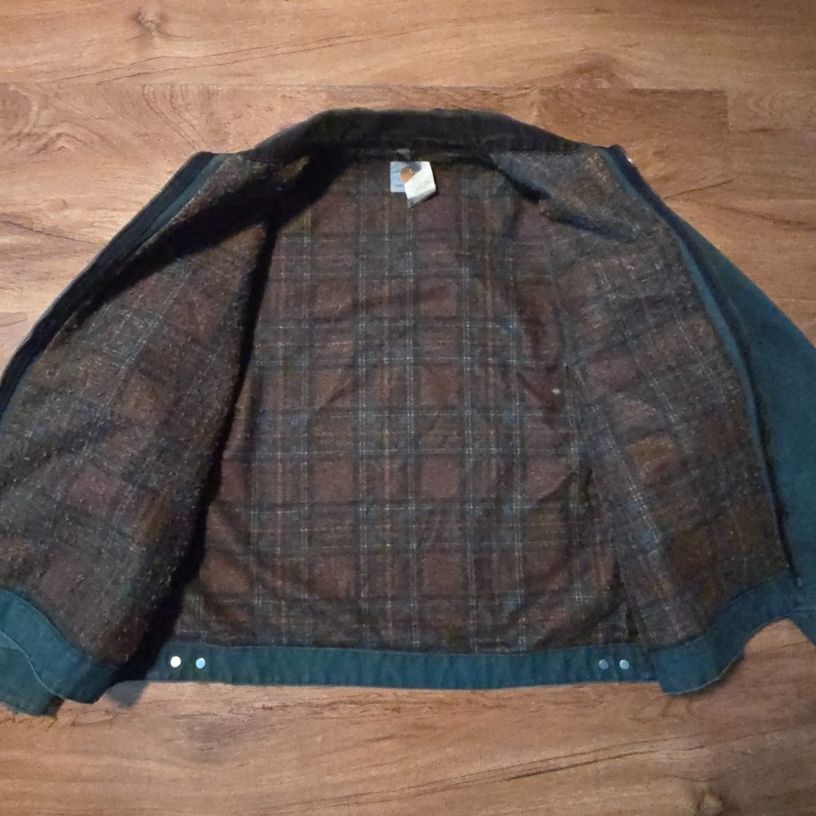 Vintage Carhartt Detroit Jacket J43 HTG Mens 2XL Green Plaid Lined Y2K