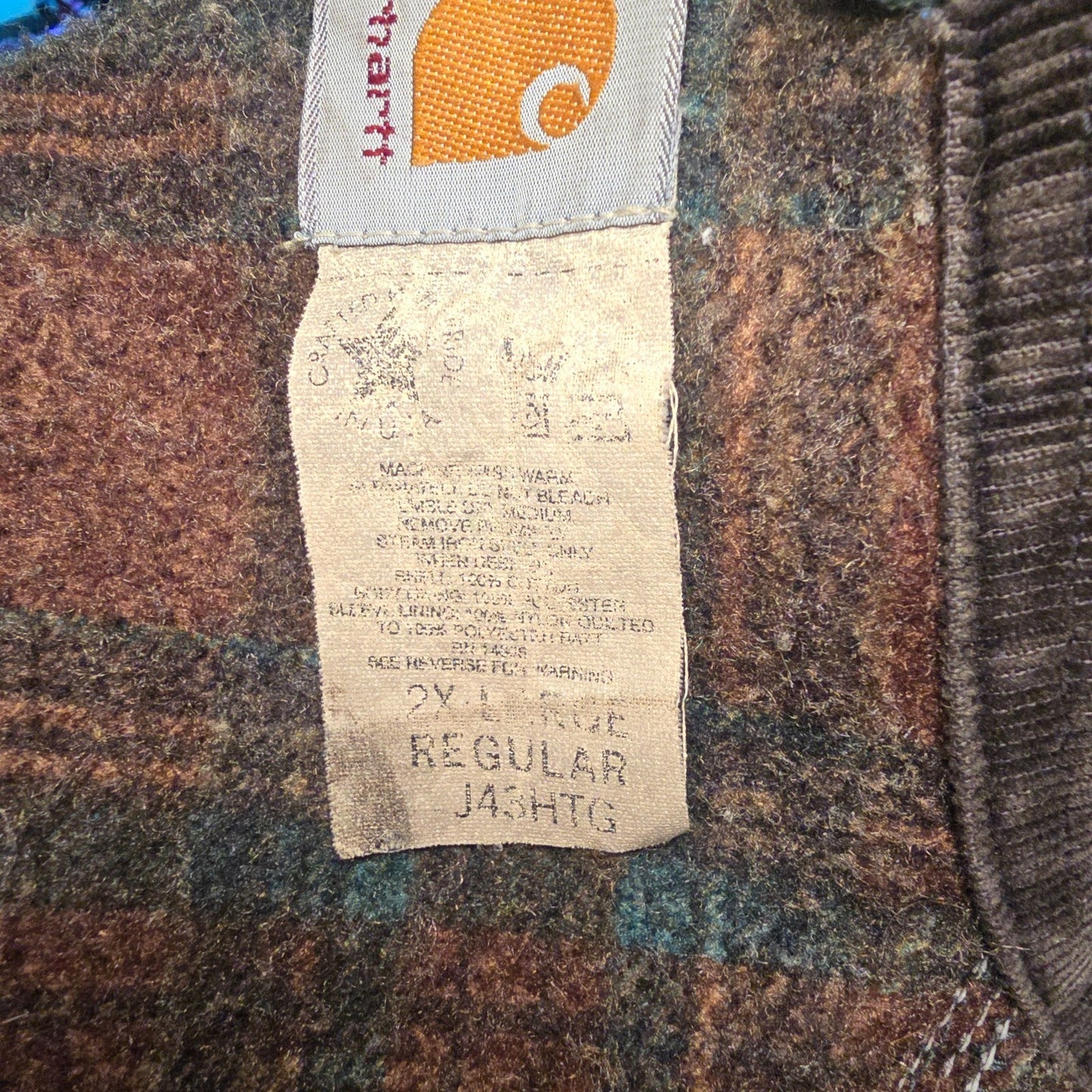 Vintage Carhartt Detroit Jacket J43 HTG Mens 2XL Green Plaid Lined Y2K