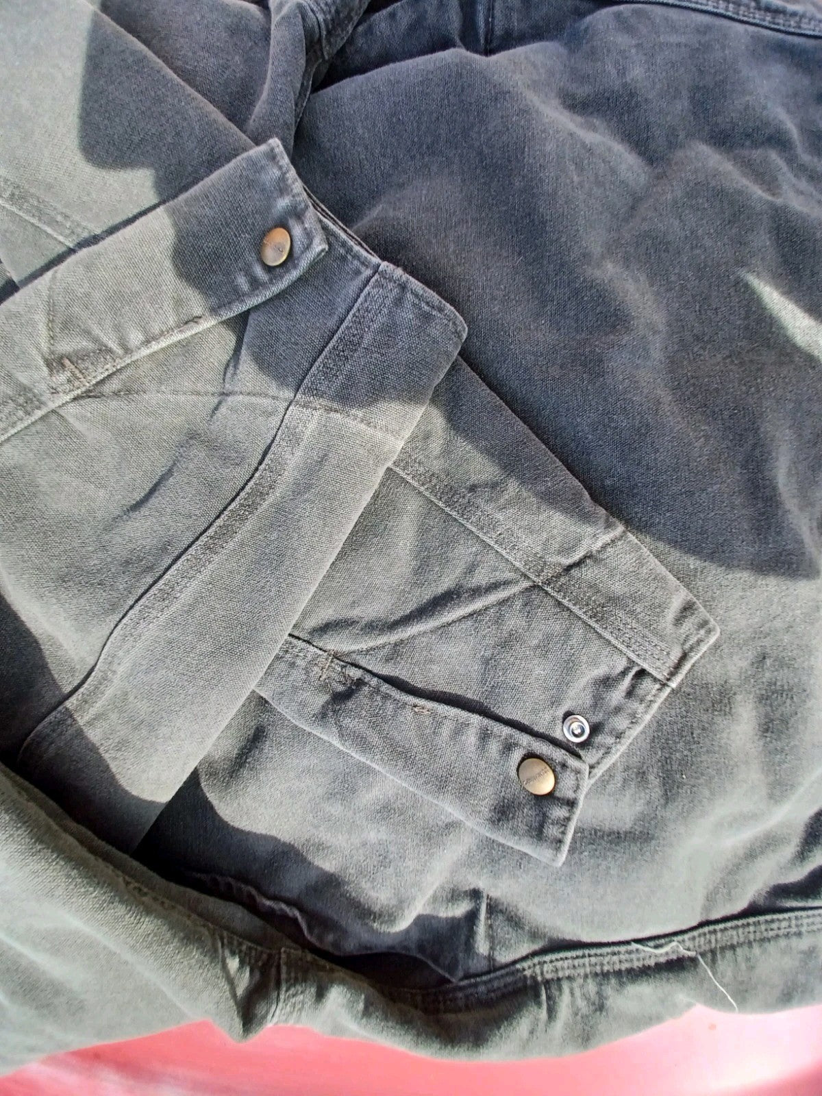 Vintage Carhartt J97 MOS Detroit Jacket Size Large Moss Green Blanket Lined Rare