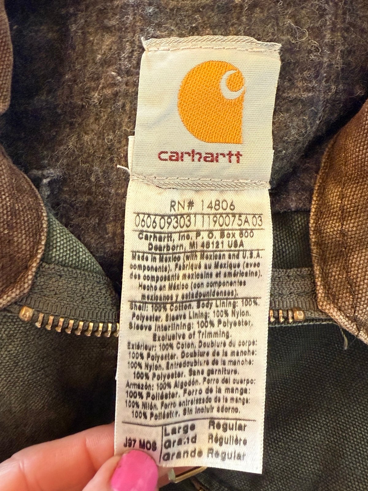 Carhartt VTG Detroit jacket blanket lined large moss green