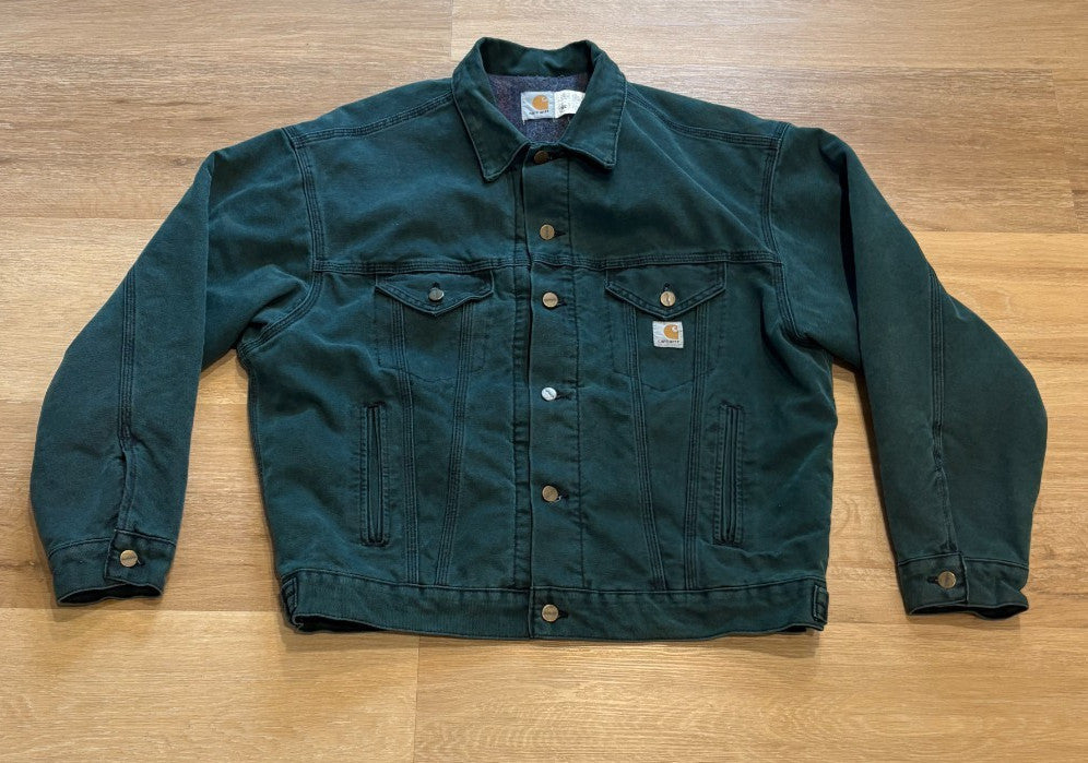 Vintage CARHARTT JB143 Blanket Lined Men's Jacket Hunter Green Large Detroit USA