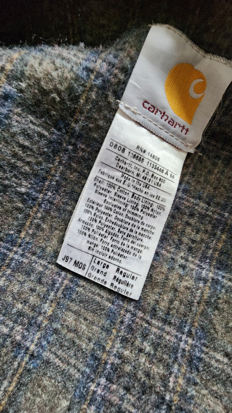 Carhartt Detroit Jacket Blanket Lined Mens Large J97 MOS Moss Green Faded