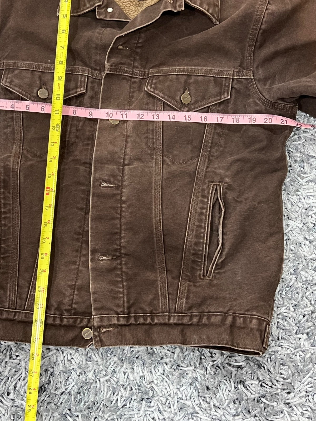 Carhartt Men's J233 DKB Dark Brown Sherpa Lined Trucker Jacket Size Medium