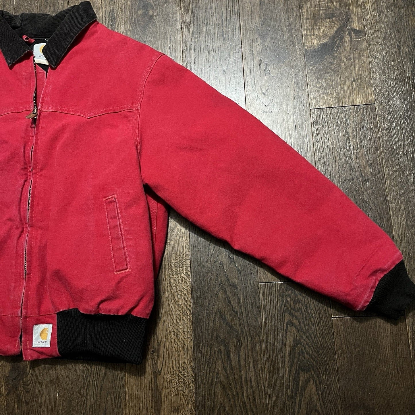 Vintage Red Santa Fe Carhartt Jacket Quilted Lined Barn Coat Size Large Rare