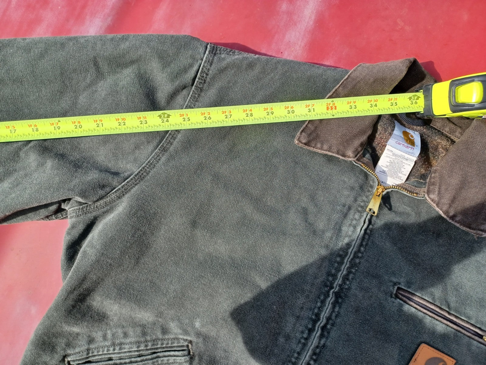 Vintage Carhartt J97 MOS Detroit Jacket Size Large Moss Green Blanket Lined Rare