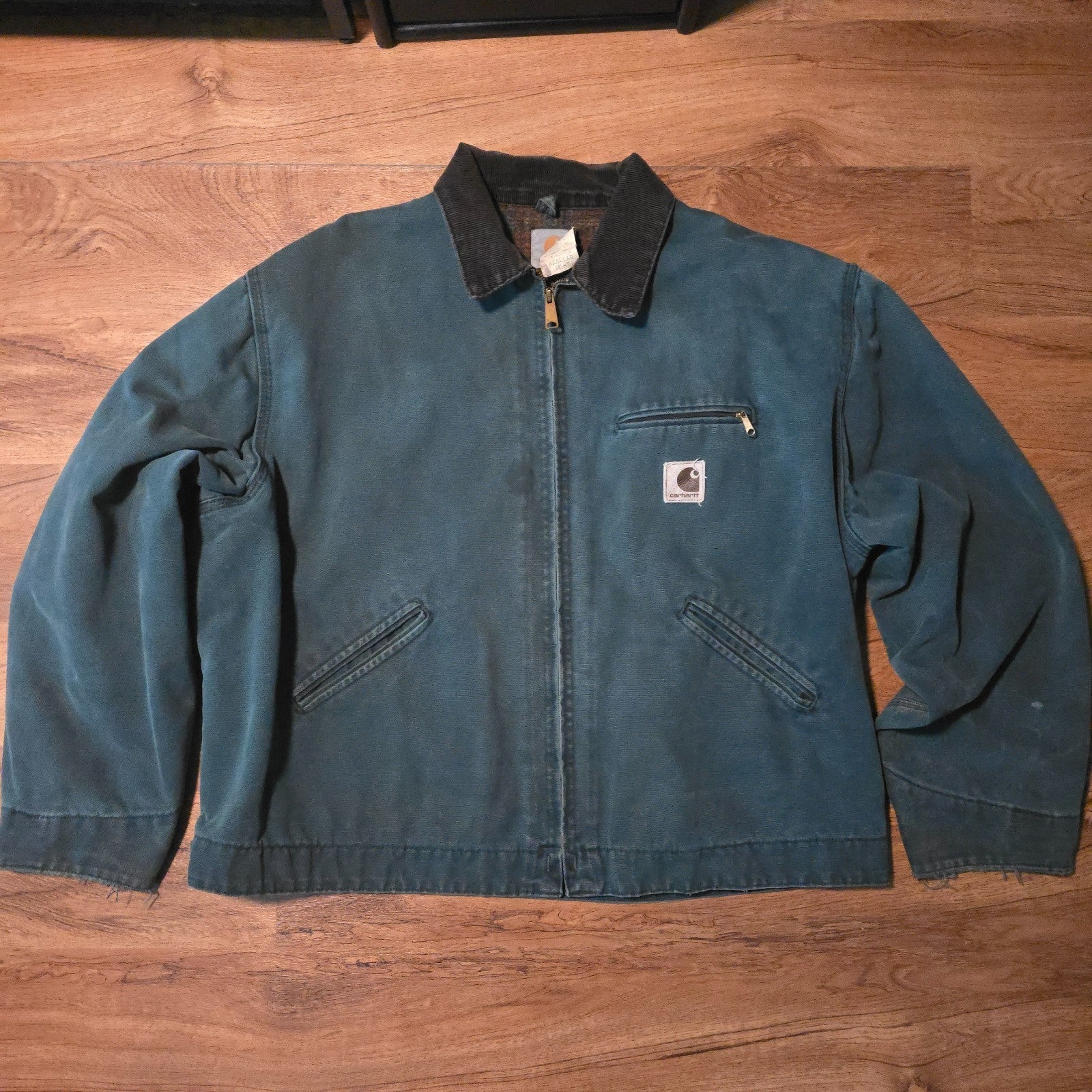 Vintage Carhartt Detroit Jacket J43 HTG Mens 2XL Green Plaid Lined Y2K