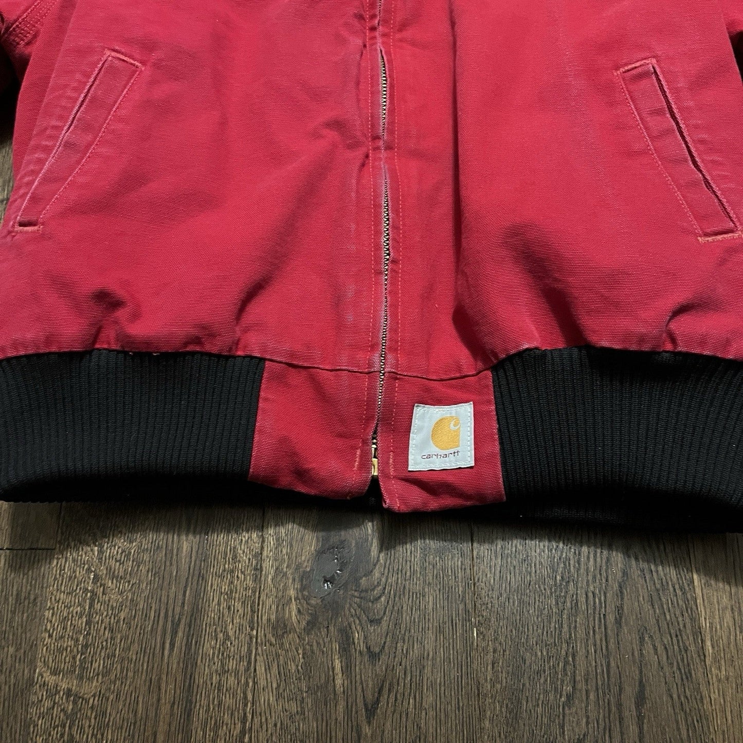 Vintage Red Santa Fe Carhartt Jacket Quilted Lined Barn Coat Size Large Rare