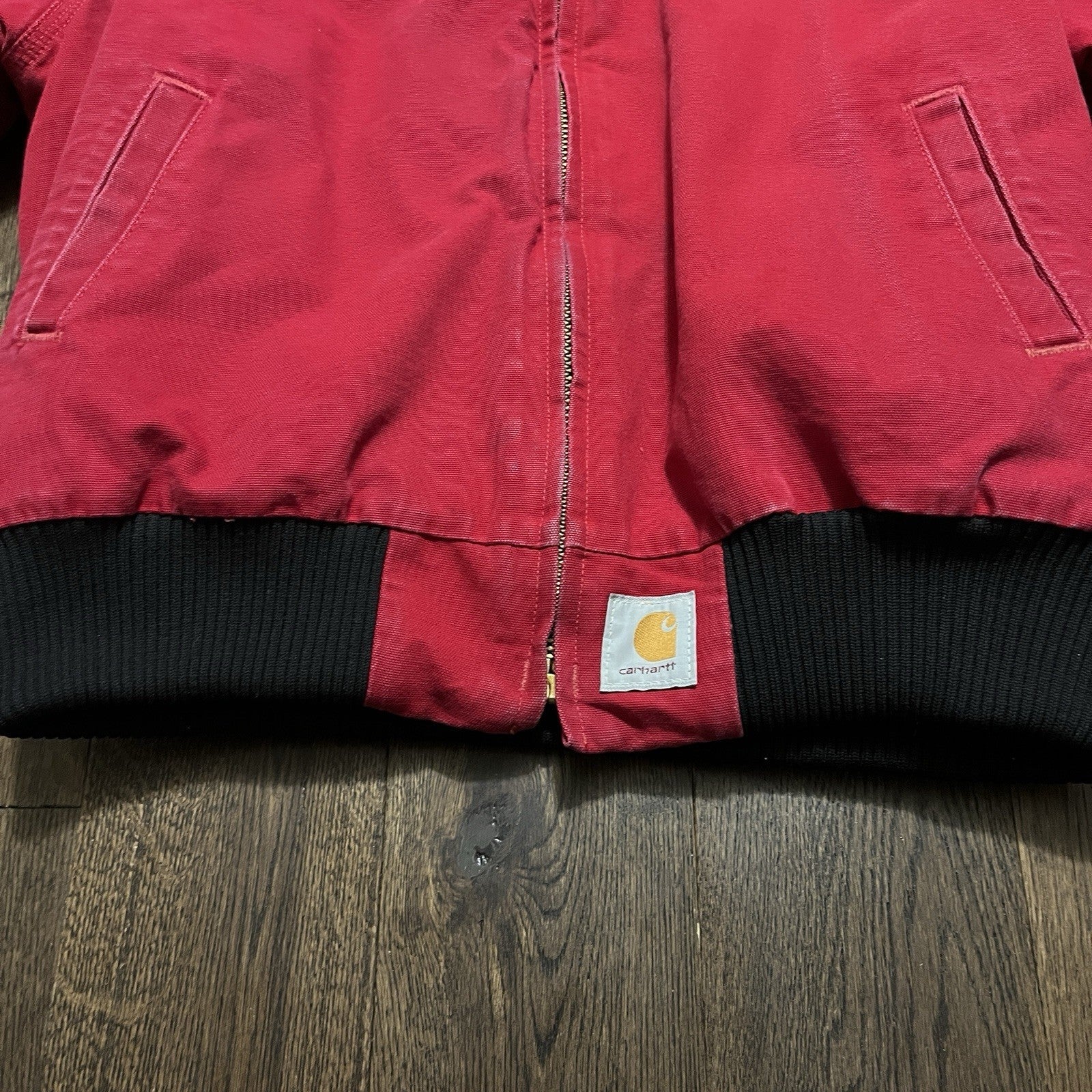 Vintage Red Santa Fe Carhartt Jacket Quilted Lined Barn Coat Size Large Rare