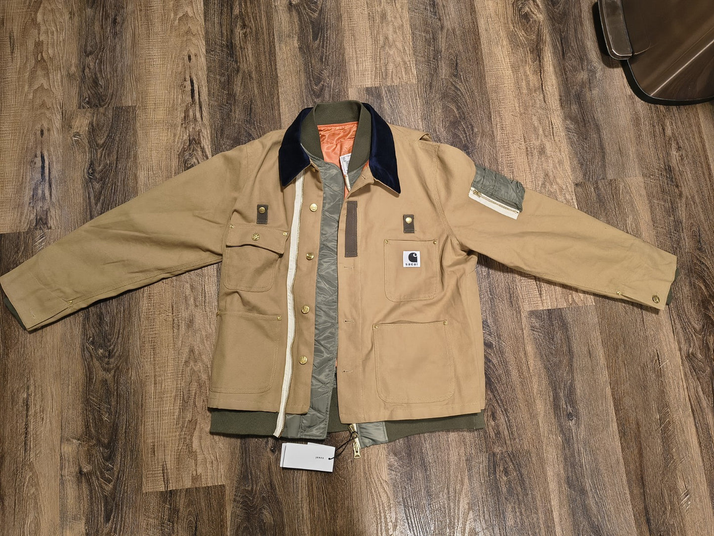 Carhartt WIP x Sacai  Michigan Jacket  MA-1  Brown L size NWT