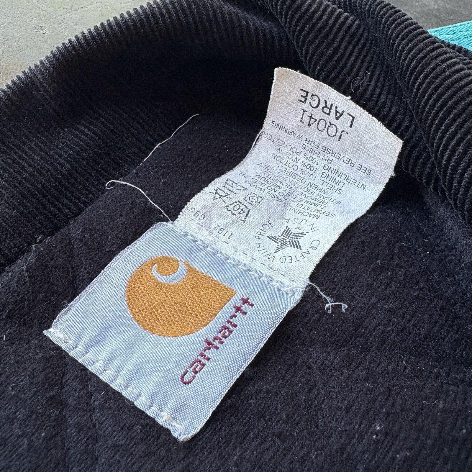 Vintage 1990s Teal CARHARTT Aztec Blanket lined Santa Fe Jacket  (JQ401) Sz L