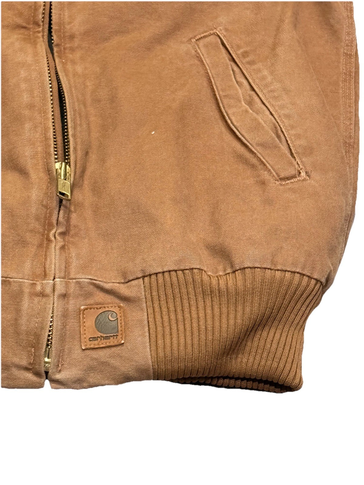 Vintage 90s Small Carhartt Quilted Lined Canvas Collar Jacket J14 BRN Santa Fe