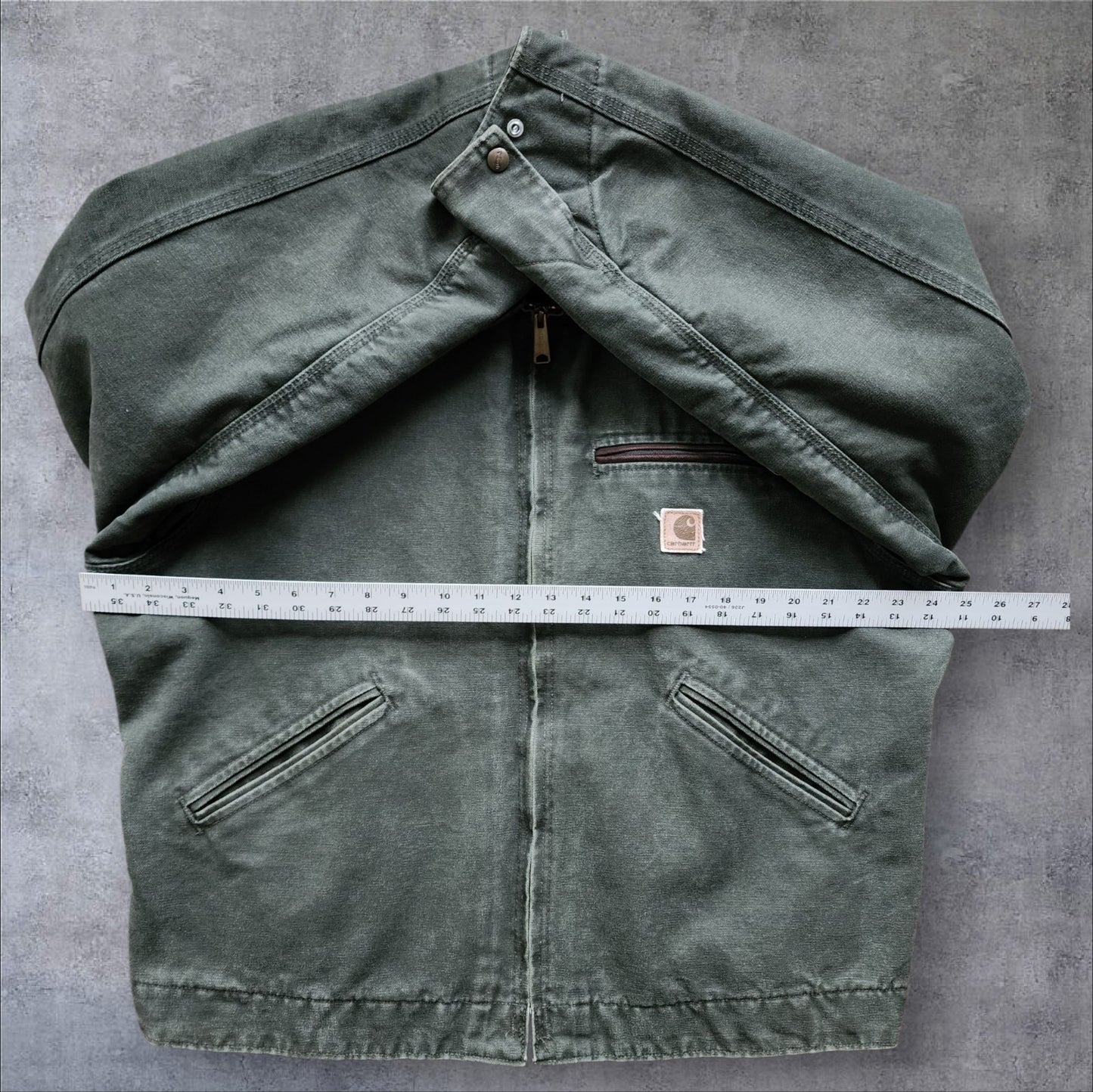 Carhartt Detroit Jacket Blanket Lined Mens Large J97 MOS Moss Green Faded