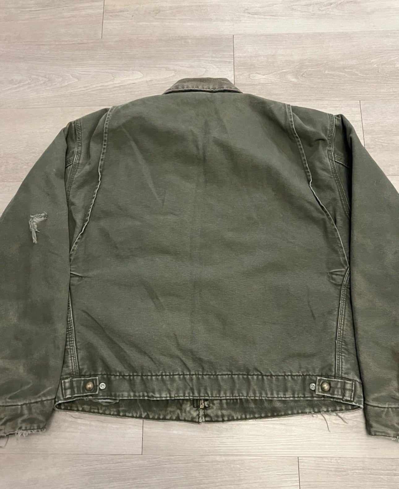 Vintage Carhartt Detroit J76 MOS Green Flannel Lined Jacket Men’s Size Large