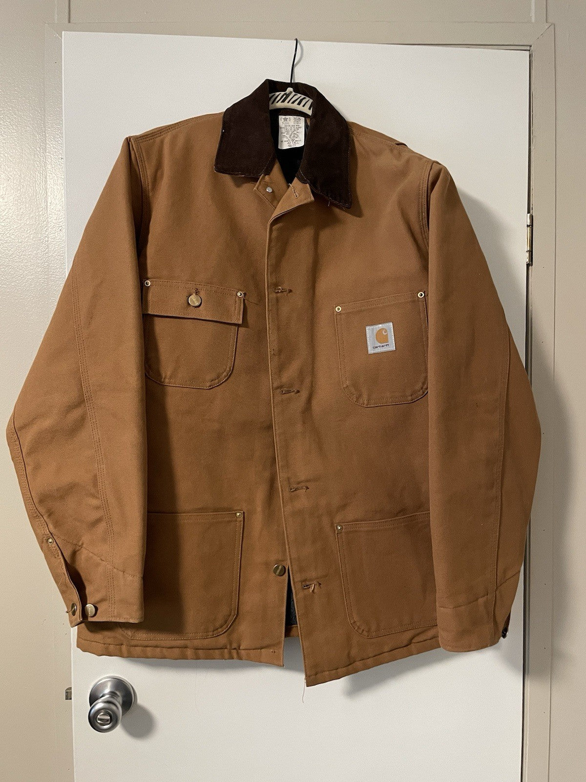 EUC Vintage Carhartt Mens Canvas Blanket Lined Chore Jacket 6BLCT  40 Tall USA