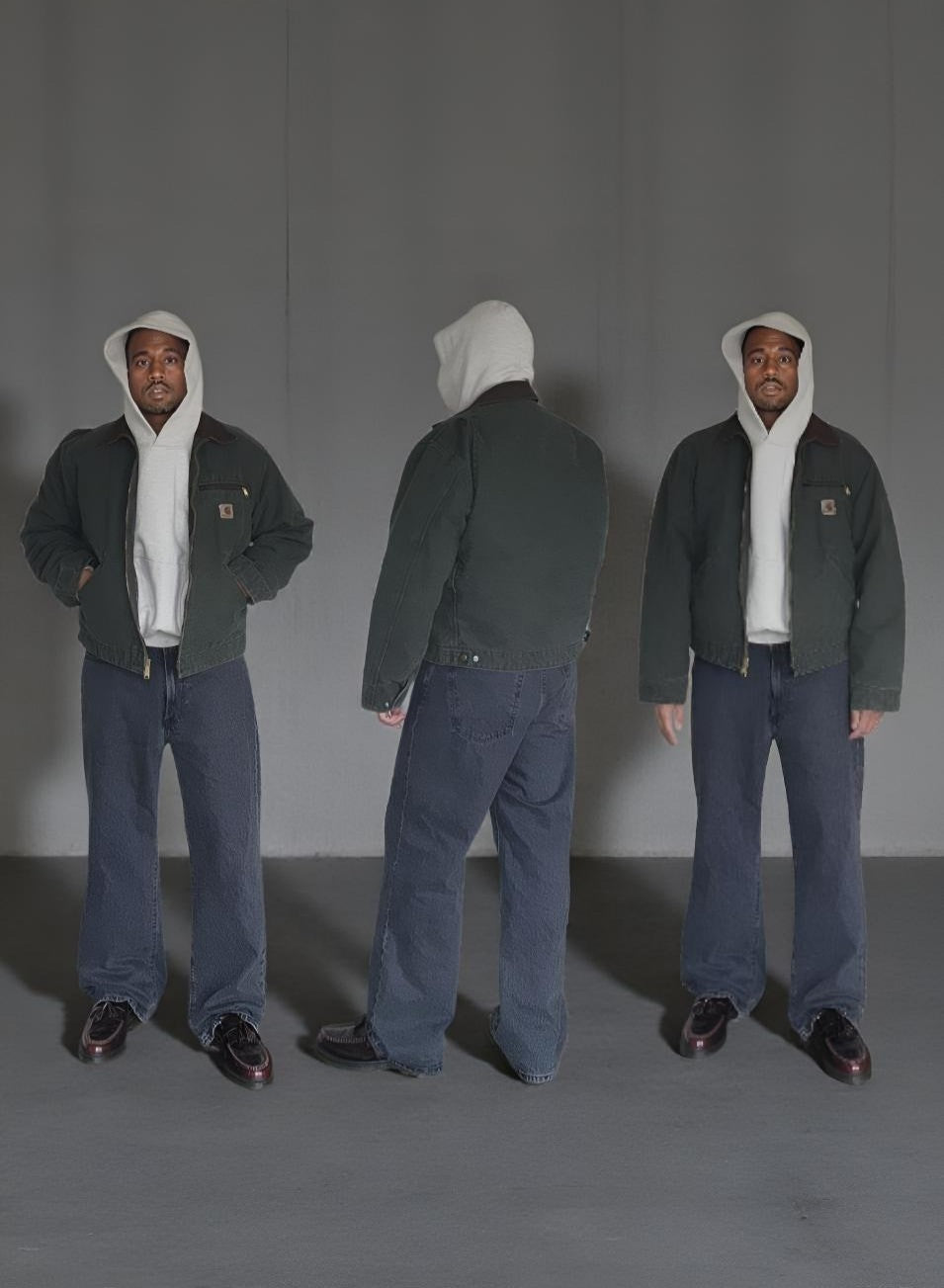 Carhartt Detroit Jacket Blanket Lined Mens Large J97 MOS Moss Green Faded