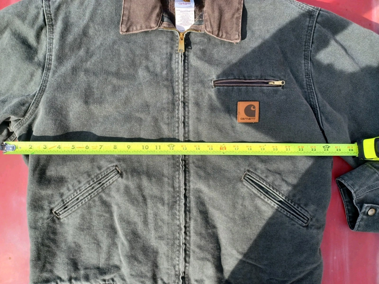 Vintage Carhartt J97 MOS Detroit Jacket Size Large Moss Green Blanket Lined Rare