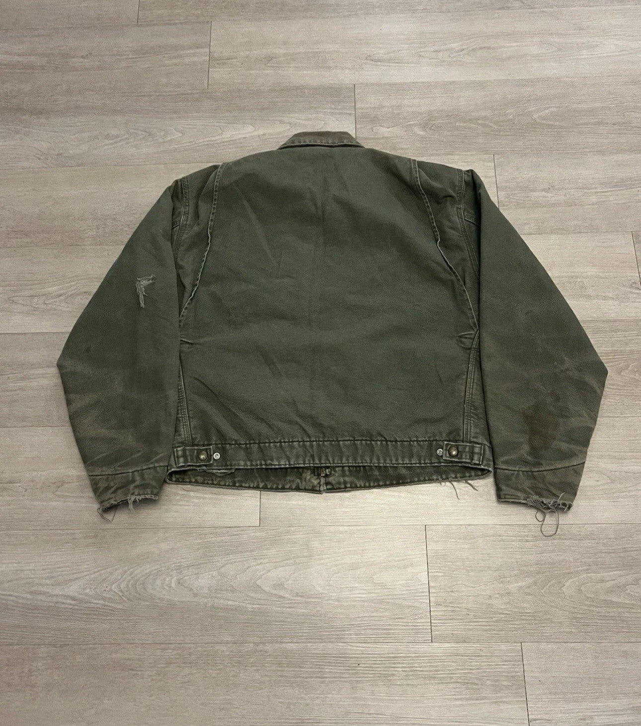 Vintage Carhartt Detroit J76 MOS Green Flannel Lined Jacket Men’s Size Large