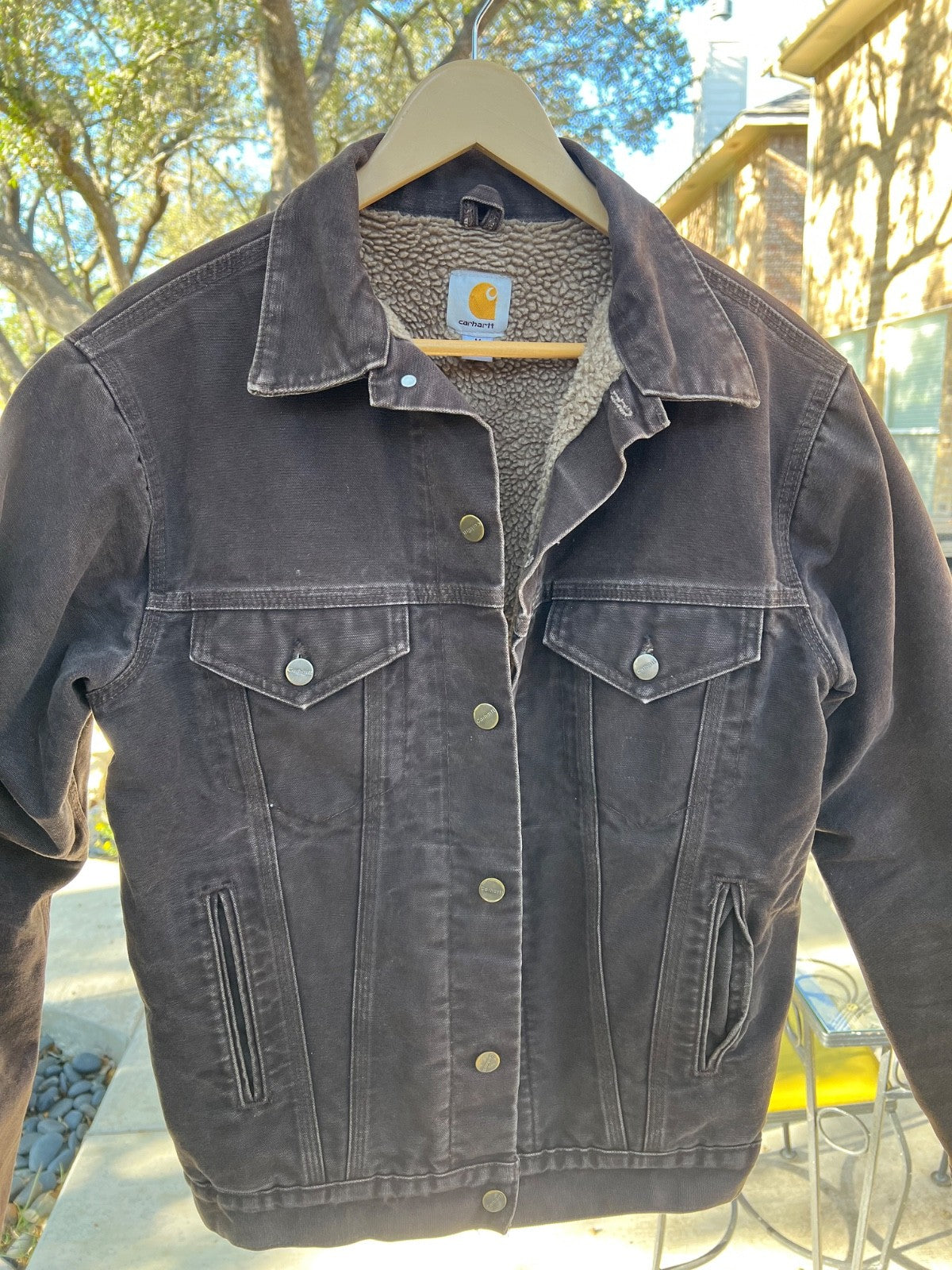 Carhartt Men's J233 DKB Dark Brown Sherpa Lined Trucker Jacket Size Medium