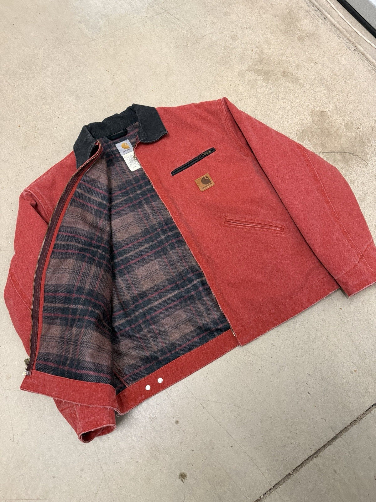 Vintage Carhartt J97 CRI Crimson Red Detroit Jacket Medium Rare Size USA