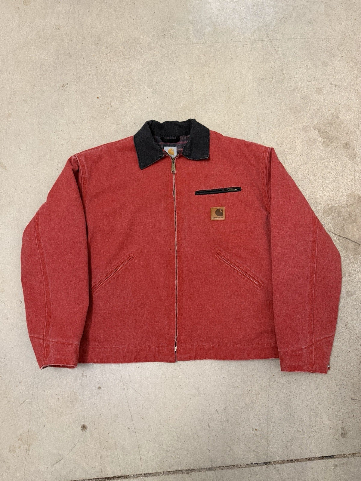 Vintage Carhartt J97 CRI Crimson Red Detroit Jacket Medium Rare Size USA