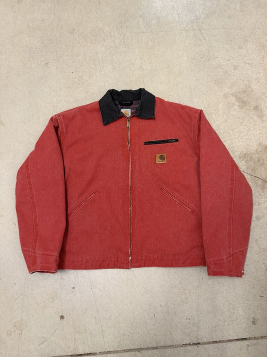 Vintage Carhartt J97 CRI Crimson Red Detroit Jacket Medium Rare Size USA