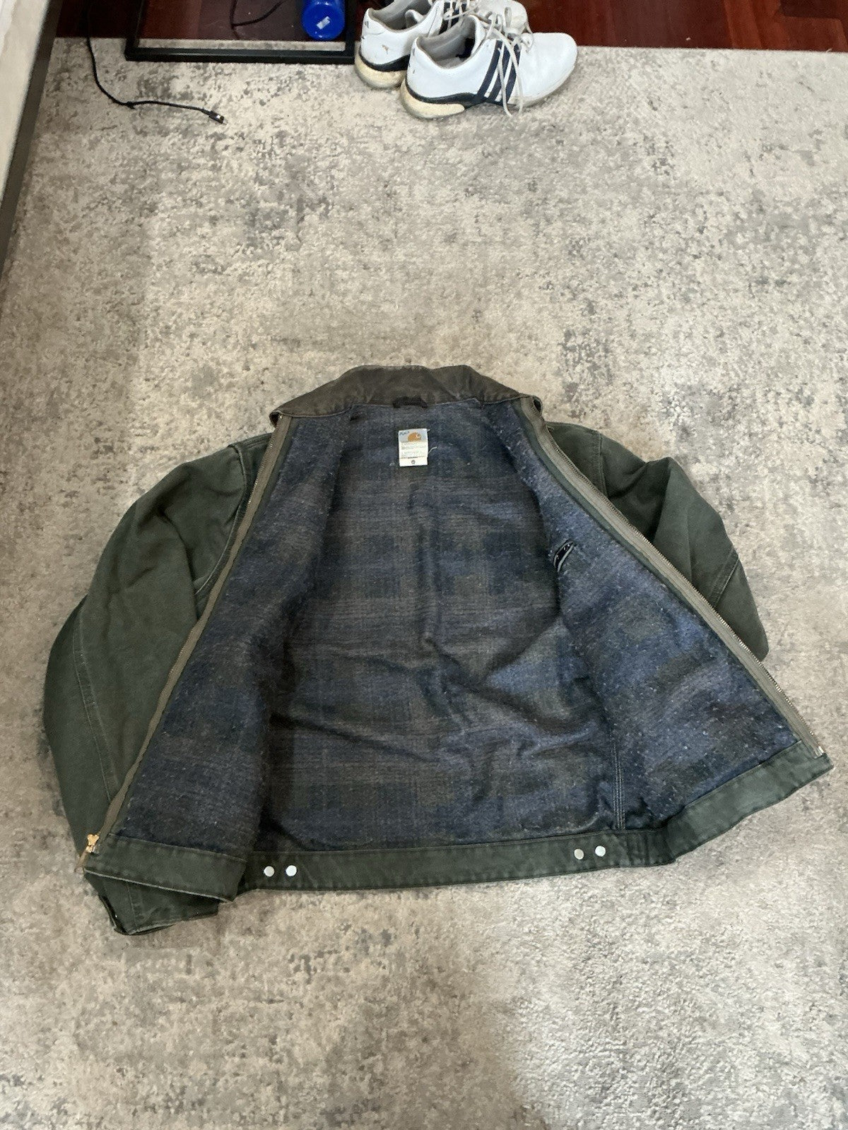 Green Carhartt Detroit Jacket J97 Tag Size M. 24x26. Made In USA. Vintage