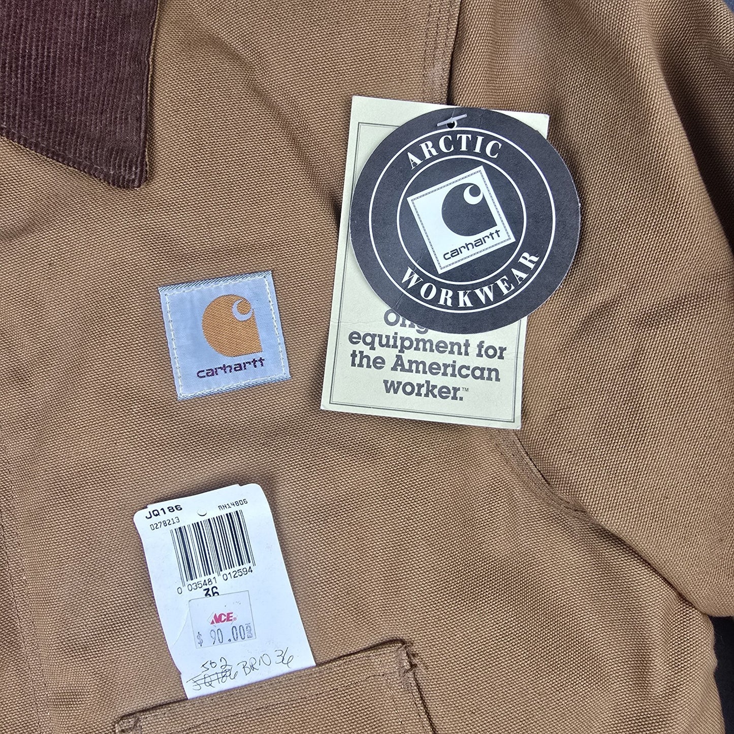 Vintage Carhartt Arctic J02 Jacket Quilt Lined Mens Small 36  Brown Deadstock