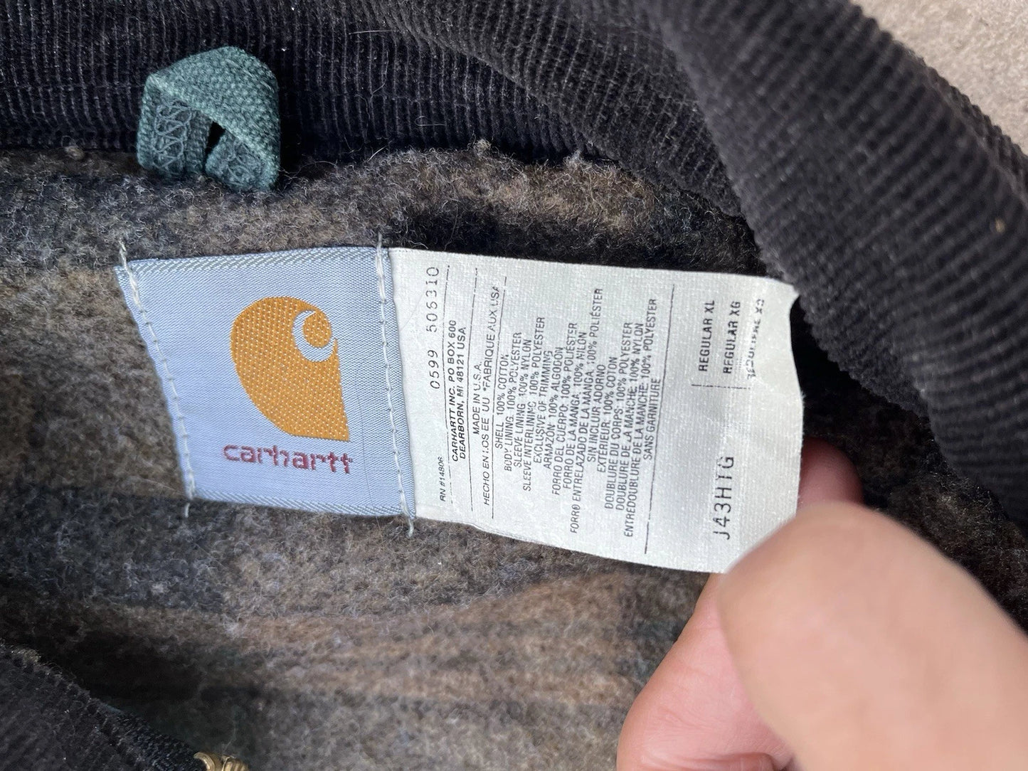 Vintage Carhartt Detroit Jacket Hunter Green J43 HTG Mens XL Blanket Lined