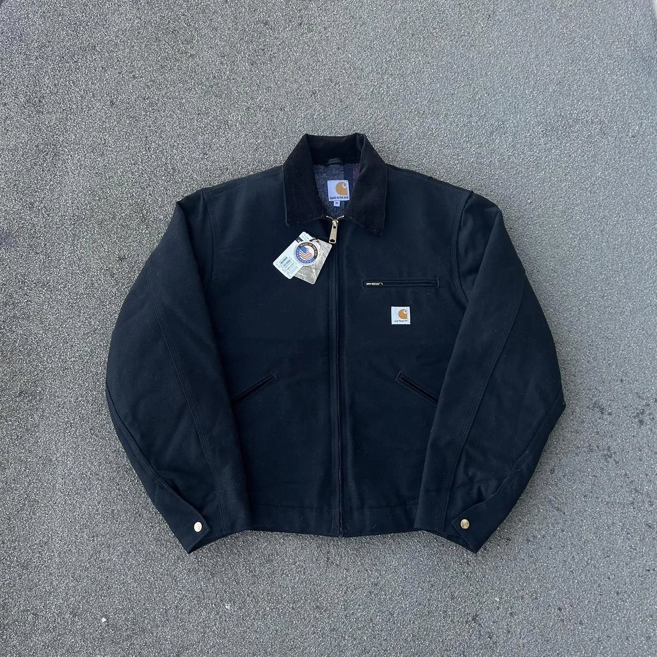 NWT Vintage Carhartt Detroit Jacket Black Size Medium Made in USA J001 BLK Union