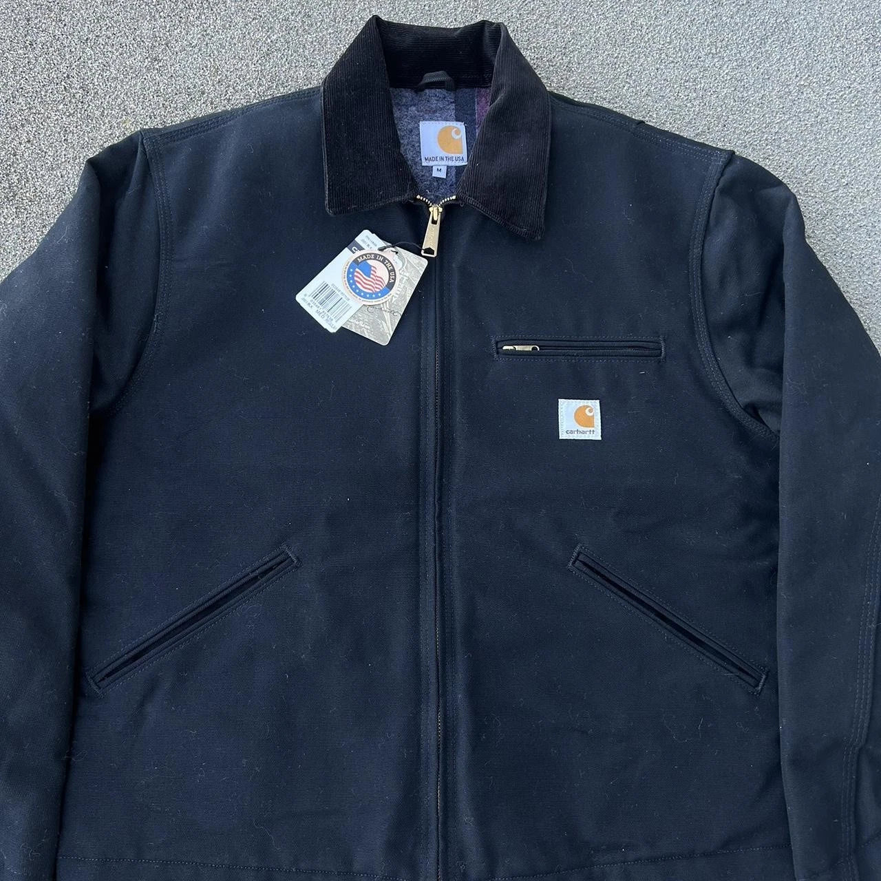 NWT Vintage Carhartt Detroit Jacket Black Size Medium Made in USA J001 BLK Union