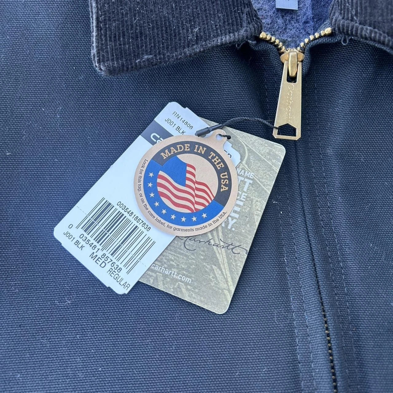 NWT Vintage Carhartt Detroit Jacket Black Size Medium Made in USA J001 BLK Union