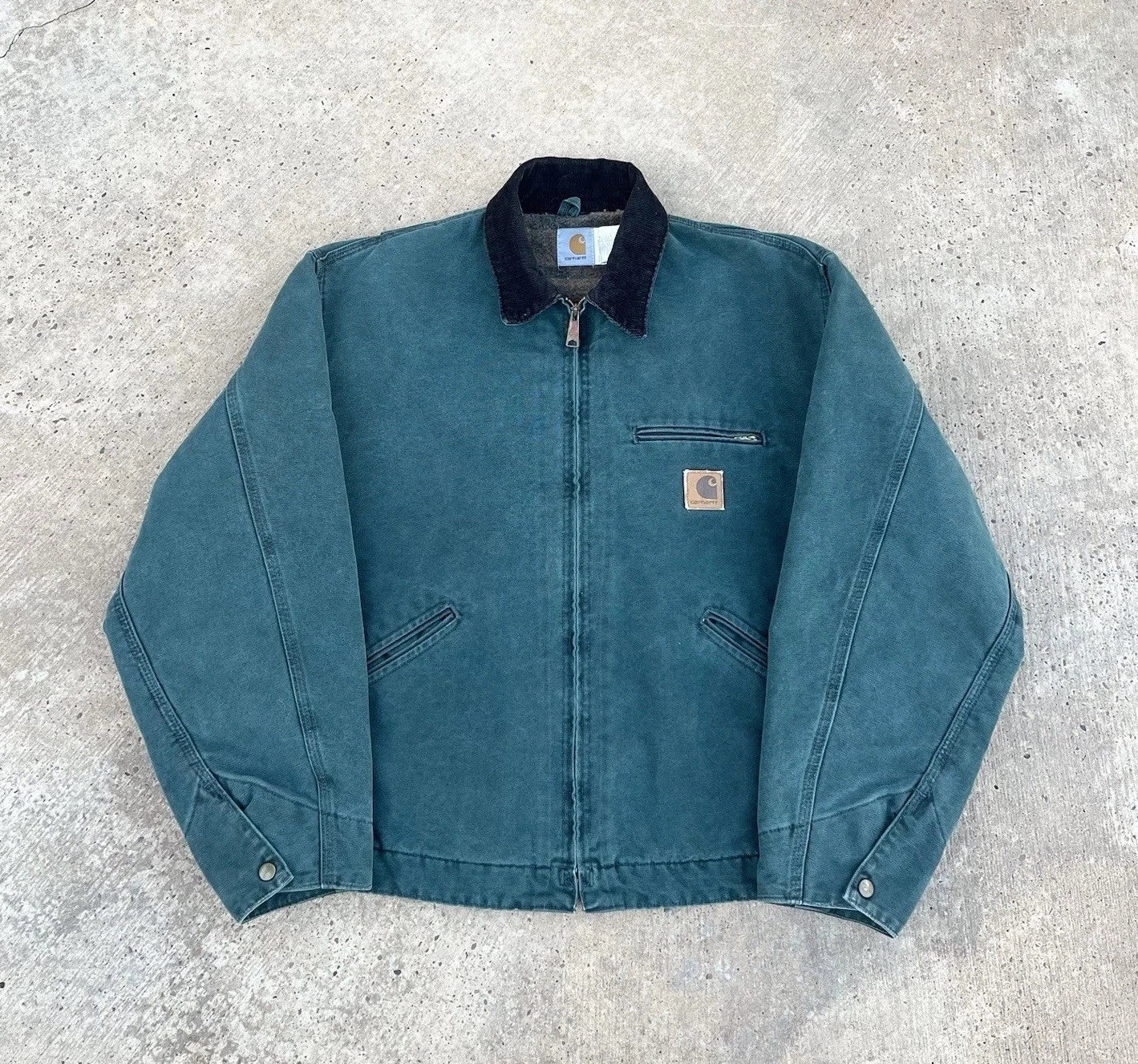 Vintage Carhartt Detroit Jacket Hunter Green J43 HTG Mens XL Blanket Lined