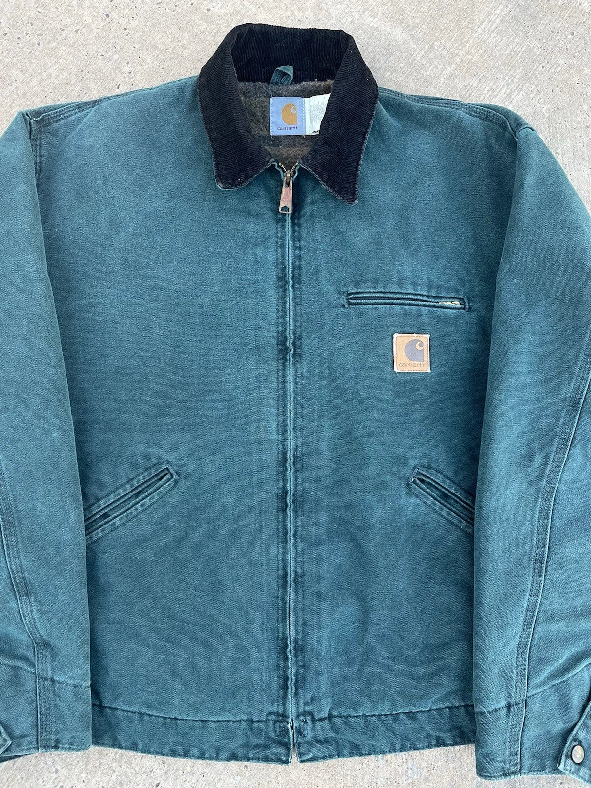 Vintage Carhartt Detroit Jacket Hunter Green J43 HTG Mens XL Blanket Lined